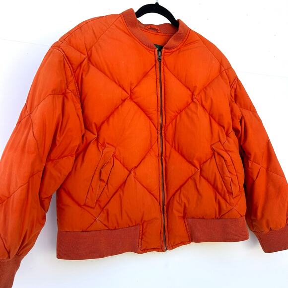 Vintage Men’s Ralph Lauren Quilted Bomber Puffer Jacket Orange Medium Large - Picture 4 of 11